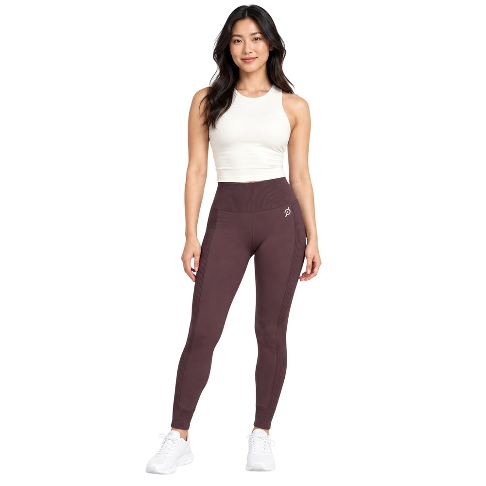 Peloton High Waisted Seamless Ribbed Leggings Dark Plum XS/S